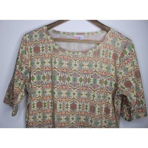 LuLaRoe 70s Print Funky Long Short Sleeve Dress XL